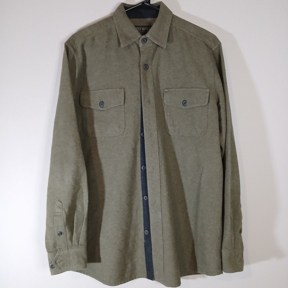 Grizzly Mountain Men's M‎ Flannel Dark Green Heavyweight Cotton Outdoors AA021